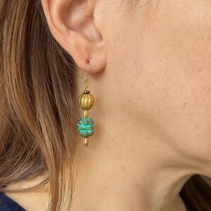 Artisan Earrings Copper Brass wire pierced new 1.5” dangle